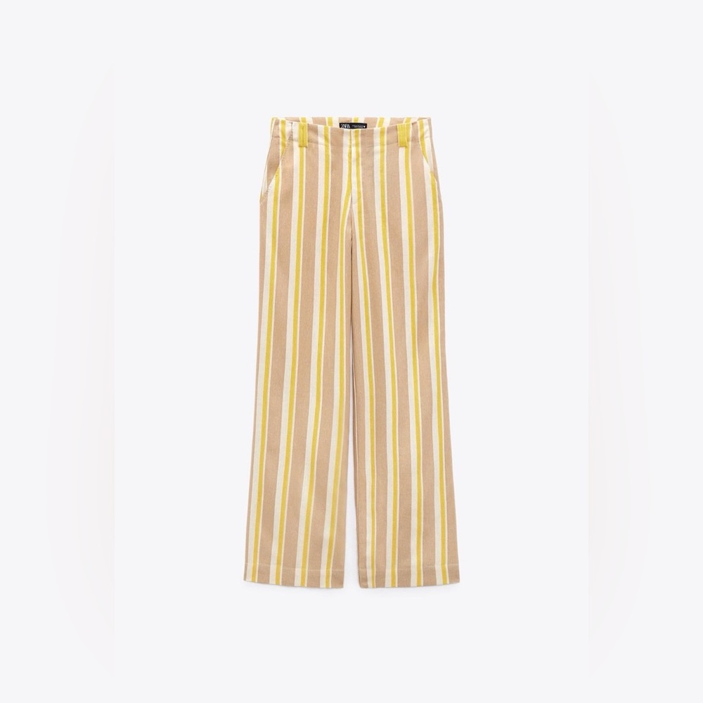 Zara Striped Linen Wide Leg Pants
